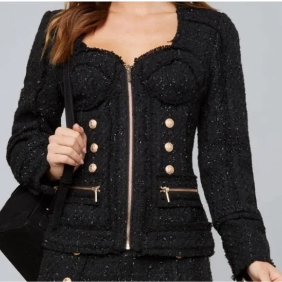NWT BEBE Soraya Tweed Blazer RARE - Picture 3 of 5